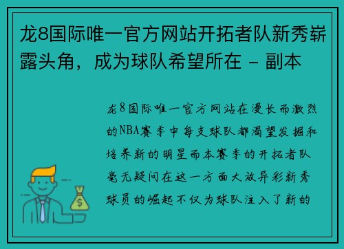 龙8国际唯一官方网站开拓者队新秀崭露头角，成为球队希望所在 - 副本