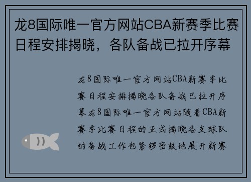 龙8国际唯一官方网站CBA新赛季比赛日程安排揭晓，各队备战已拉开序幕 - 副本 (2)